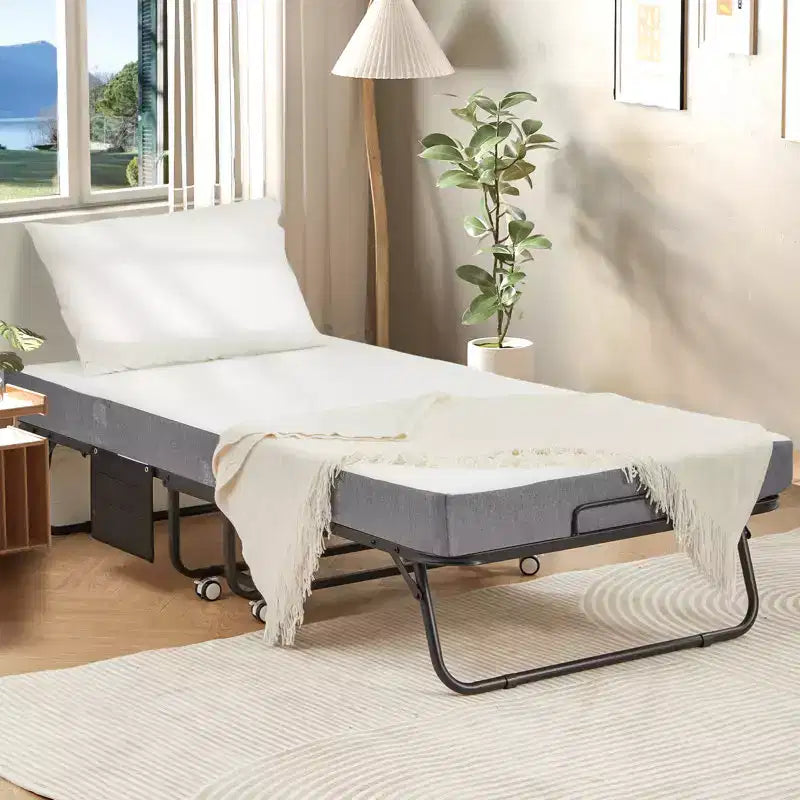 Lit pliant 96 cm avec matelas inclus, lit de jour pour invités