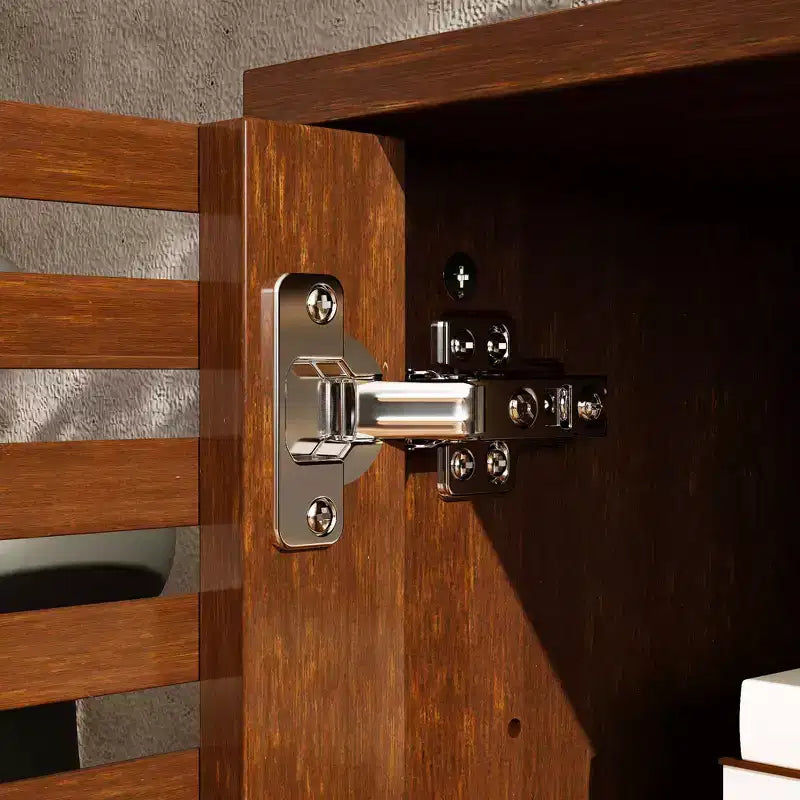 Meuble TV avec portes à persiennes brun rustique et grand espace de rangement