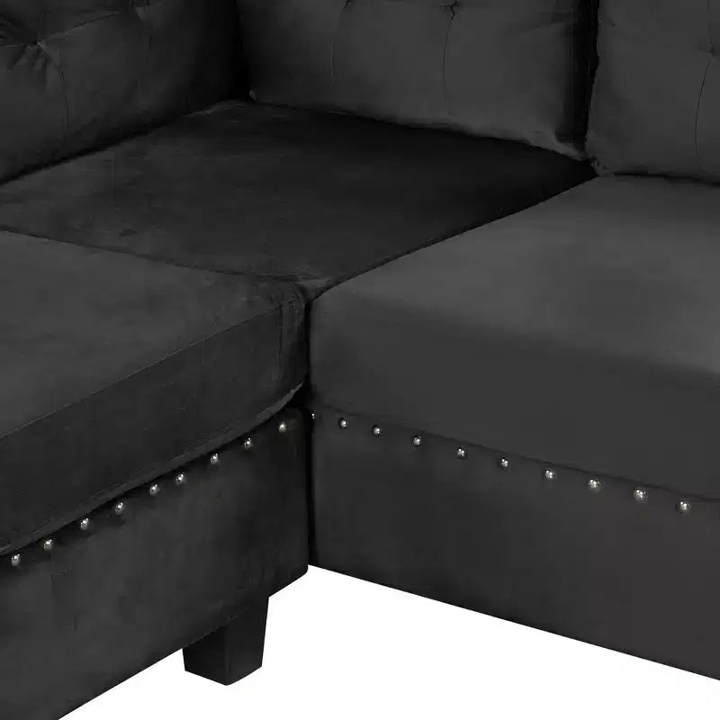 Canapé d'angle moderne en L de 267 cm avec pouf de rangement et 2 oreillers