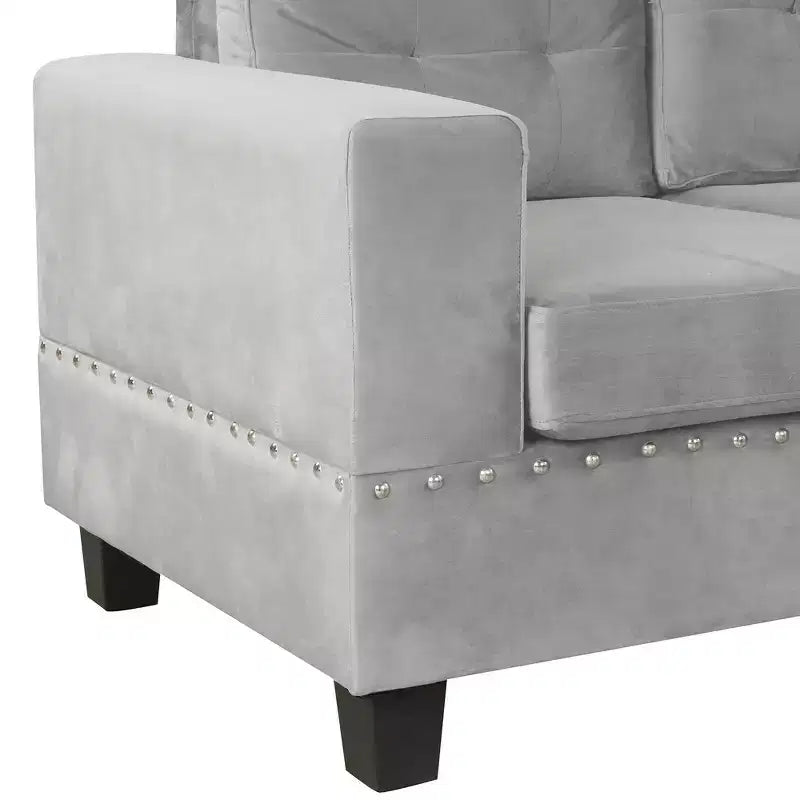 Canapé d'angle moderne en L de 267 cm avec pouf de rangement et 2 oreillers