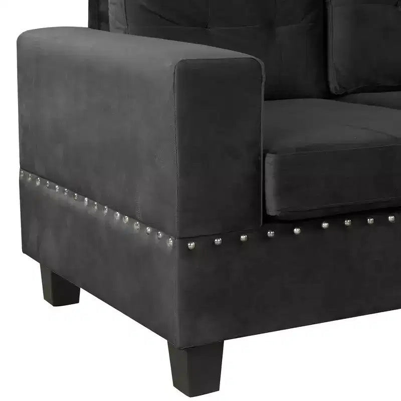 Canapé d'angle moderne en L de 267 cm avec pouf de rangement et 2 oreillers