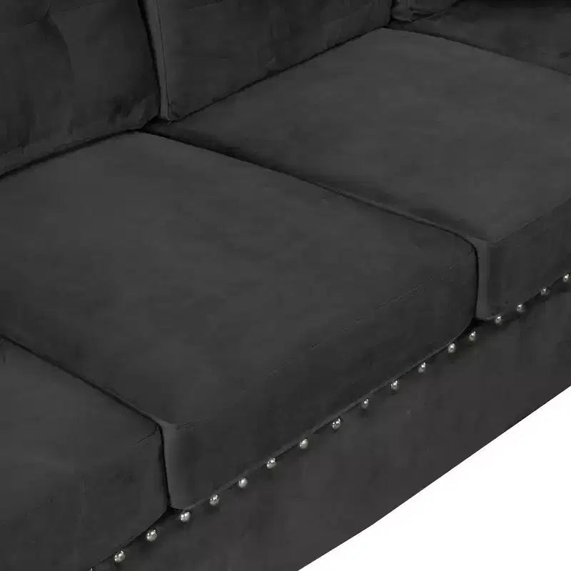 Canapé d'angle moderne en L de 267 cm avec pouf de rangement et 2 oreillers