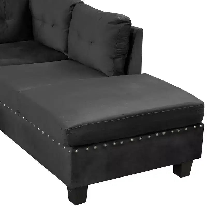 Canapé d'angle moderne en L de 267 cm avec pouf de rangement et 2 oreillers