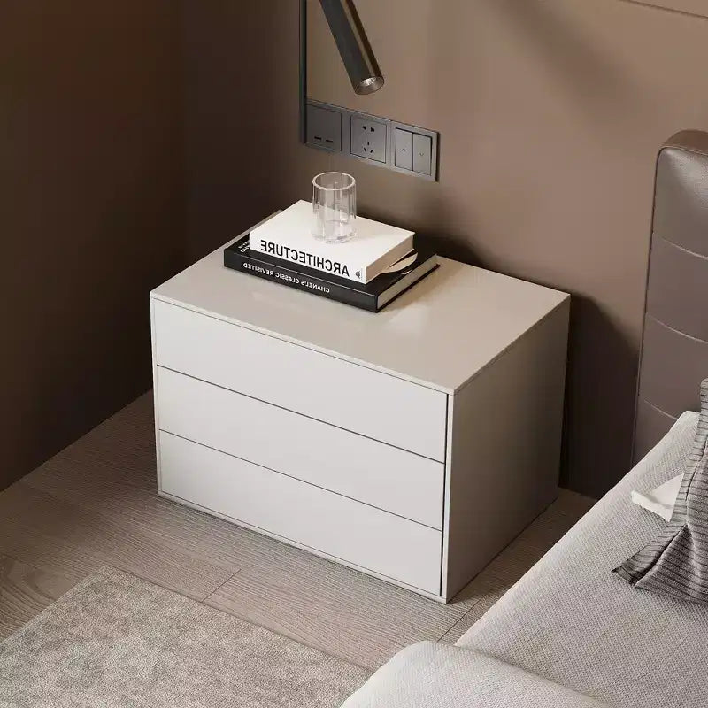 Table de chevet moderne à 3 tiroirs, meuble de rangement de 80 cm pour chambre et salon