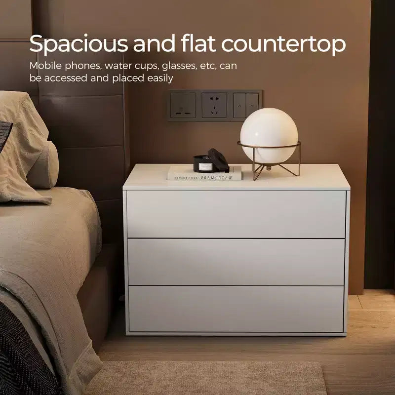 Modern 3-Drawer Bedside Table, 31.4 Inch Storage Cabinet for Bedroom & Living Room