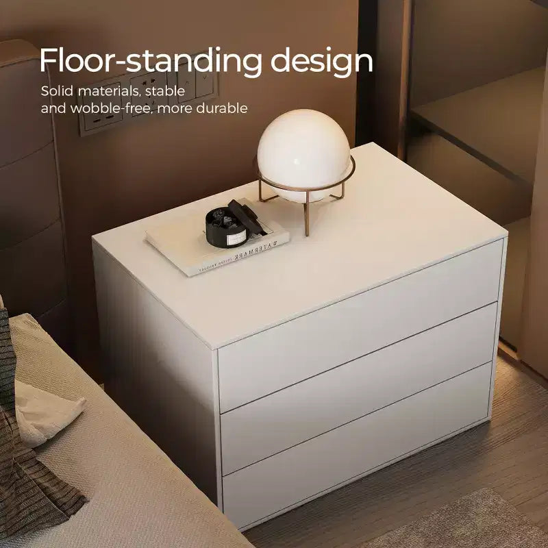 Table de chevet moderne à 3 tiroirs, meuble de rangement de 80 cm pour chambre et salon