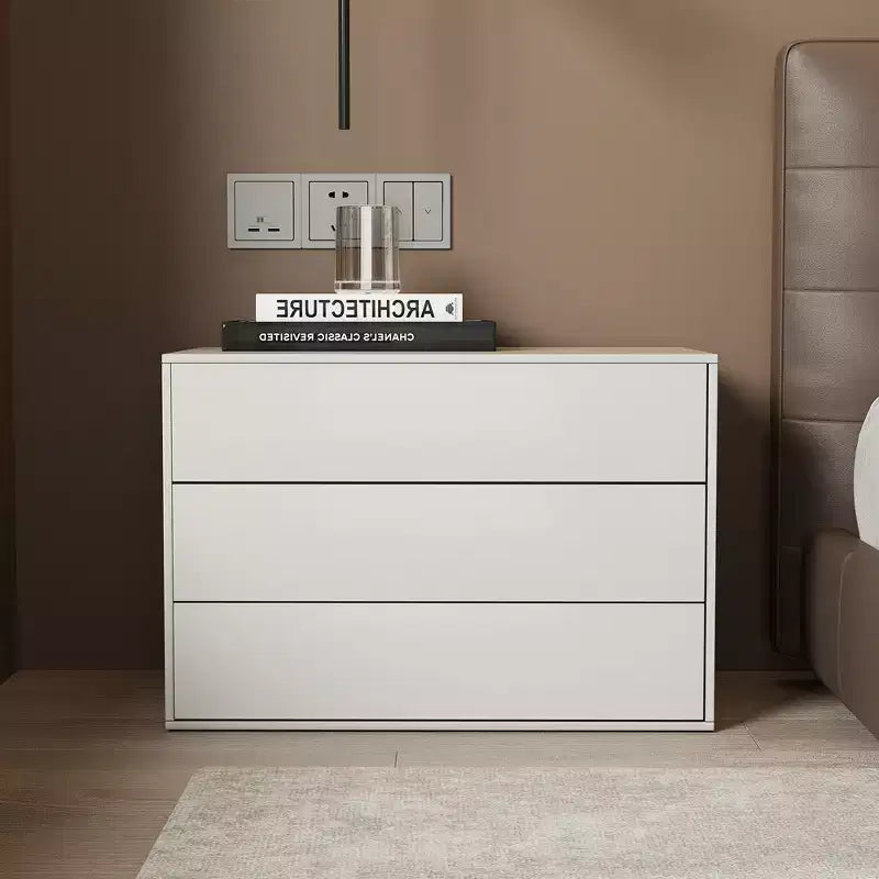 Table de chevet moderne à 3 tiroirs, meuble de rangement de 80 cm pour chambre et salon