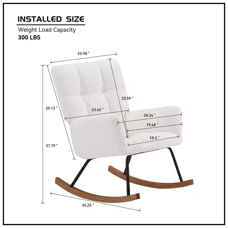 Fauteuil à bascule planeur moderne à dossier haut pour salon, bureau et allaitement