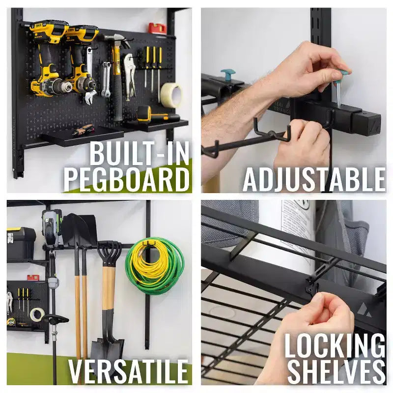 Système de rangement mural réglable | Supporte 227 kg | Organisateur de garage et d'atelier