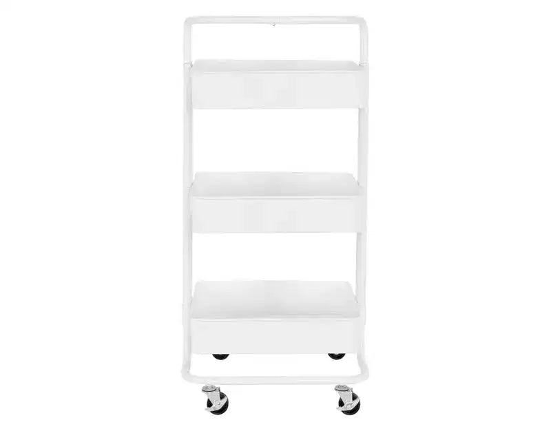 Chariot de rangement à roulettes en métal à 3 bacs avec poignée