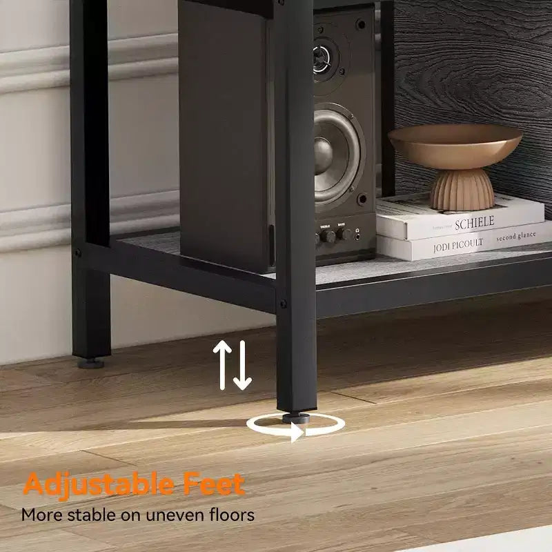 Meuble TV en bois de 58 pouces pour téléviseurs de 65 pouces, meuble de divertissement avec 2 armoires et étagères ouvertes, console multimédia de rangement pour salon