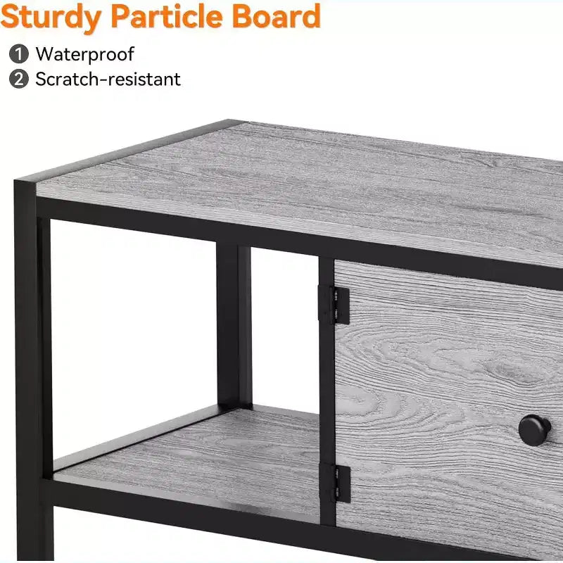 Meuble TV en bois de 58 pouces pour téléviseurs de 65 pouces, meuble de divertissement avec 2 armoires et étagères ouvertes, console multimédia de rangement pour salon