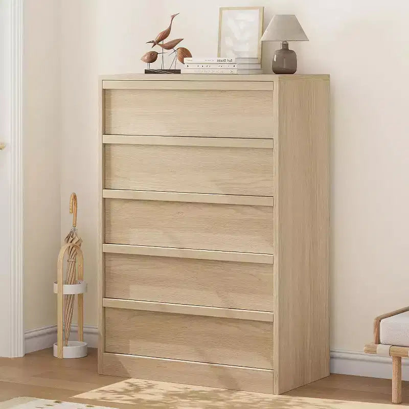 Commode en bois à 5 tiroirs avec grand rangement pour Chambre, Salon et Chambre de bébé