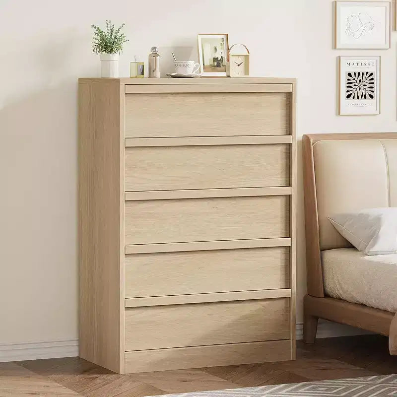 Commode en bois à 5 tiroirs avec grand rangement pour Chambre, Salon et Chambre de bébé