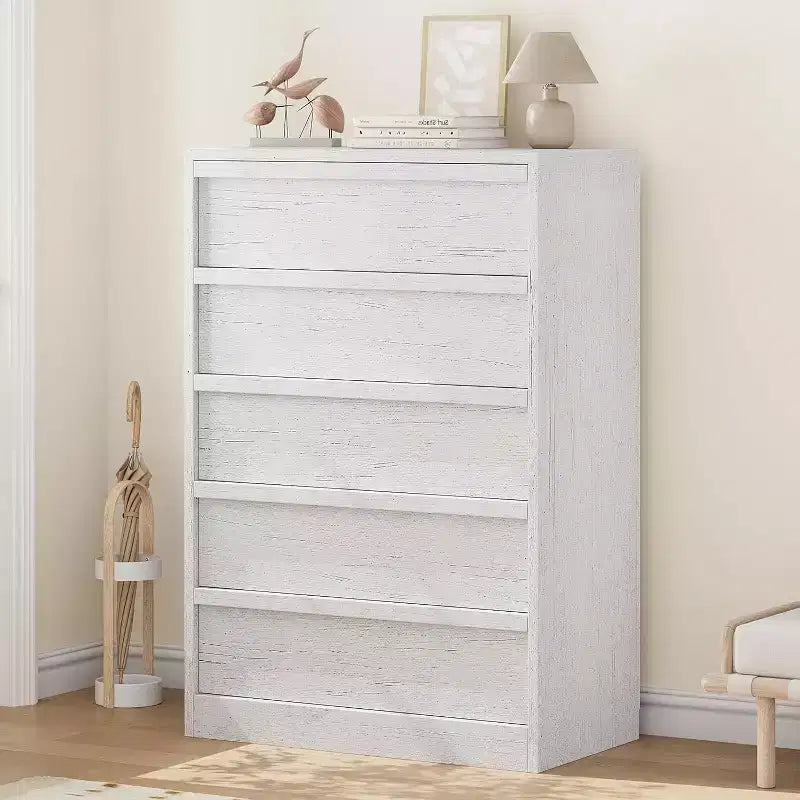 Commode en bois à 5 tiroirs avec grand rangement pour Chambre, Salon et Chambre de bébé