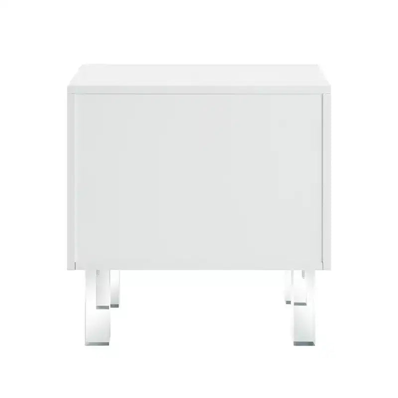 Table d'appoint de 24 po en bois clair et acrylique avec deux tiroirs