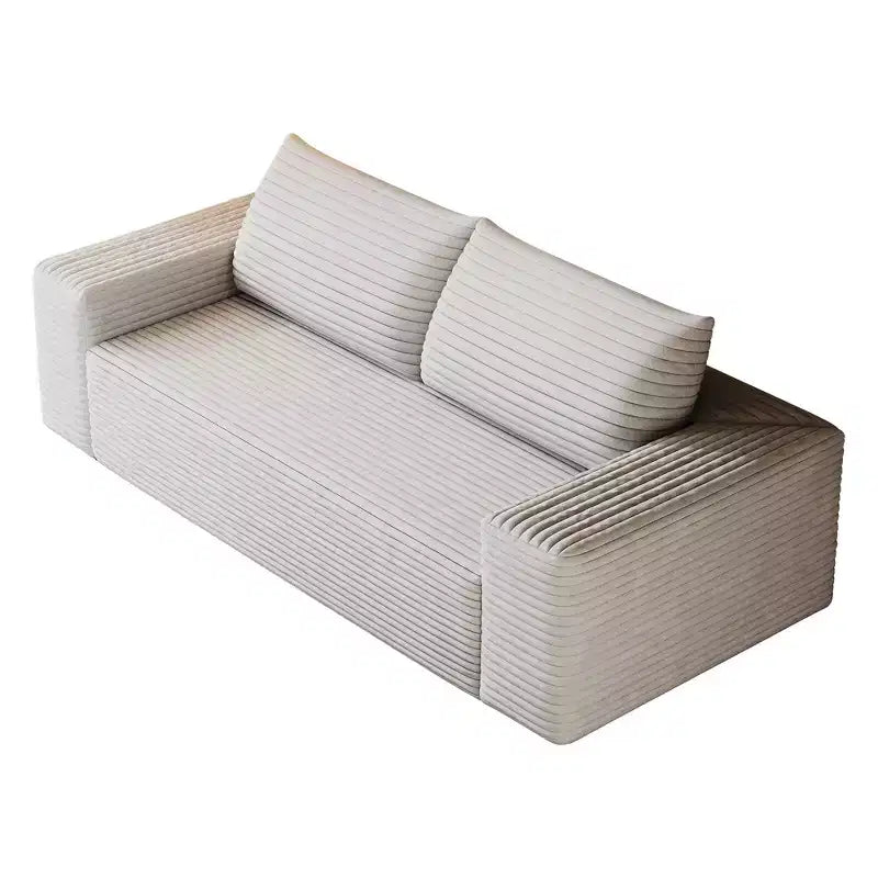 Canapé Loveseat 2 places en velours côtelé, 160 cm, profondeur d'assise, aucun assemblage requis, couleur camel
