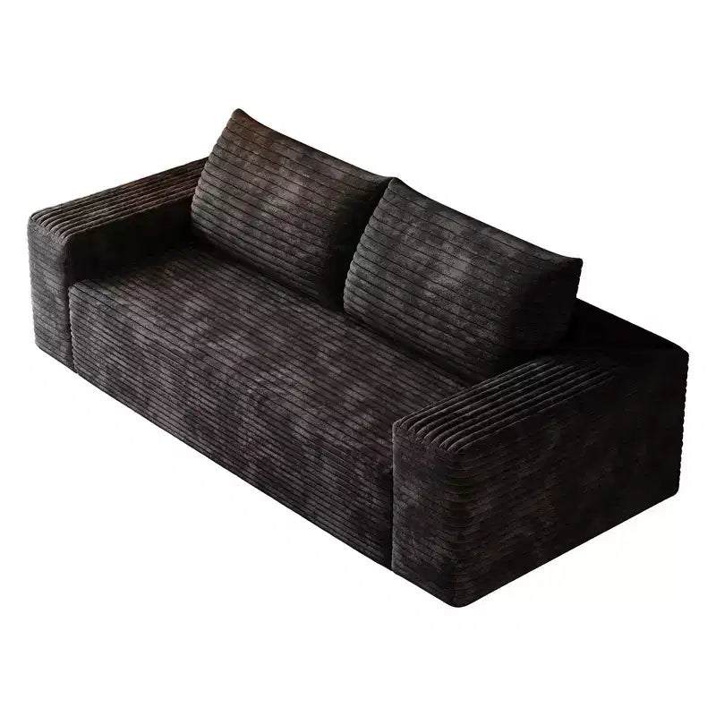 Canapé Loveseat 2 places en velours côtelé, 160 cm, profondeur d'assise, aucun assemblage requis, couleur camel