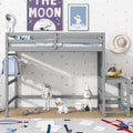 MAYEERTY Twin High Loft Bed with Ladder Labding Platform Gray