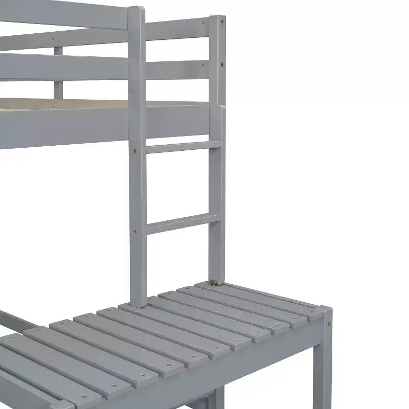Lit mezzanine superposé avec échelle et plateforme, gris
