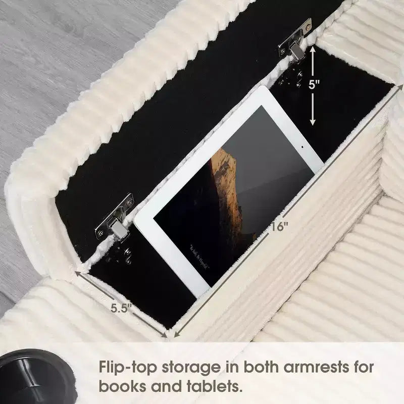Canapé d'angle modulable surdimensionné avec rangement dans l'accoudoir et chargeur USB