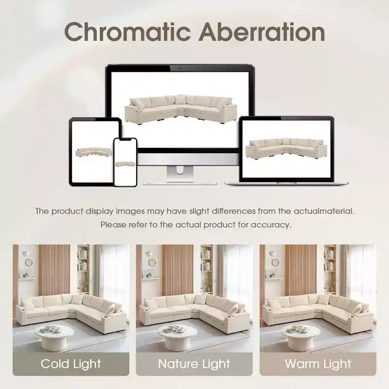 Canapé d'angle modulable surdimensionné avec rangement dans l'accoudoir et chargeur USB