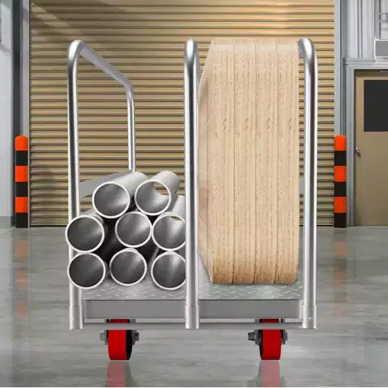 Chariot de transport, chariot en acier – Capacité de 907 kg, diable à plateau robuste avec roulettes pivotantes de 12,7 cm, 91,4 cm L x 61 cm l, rampes latérales 3 pans