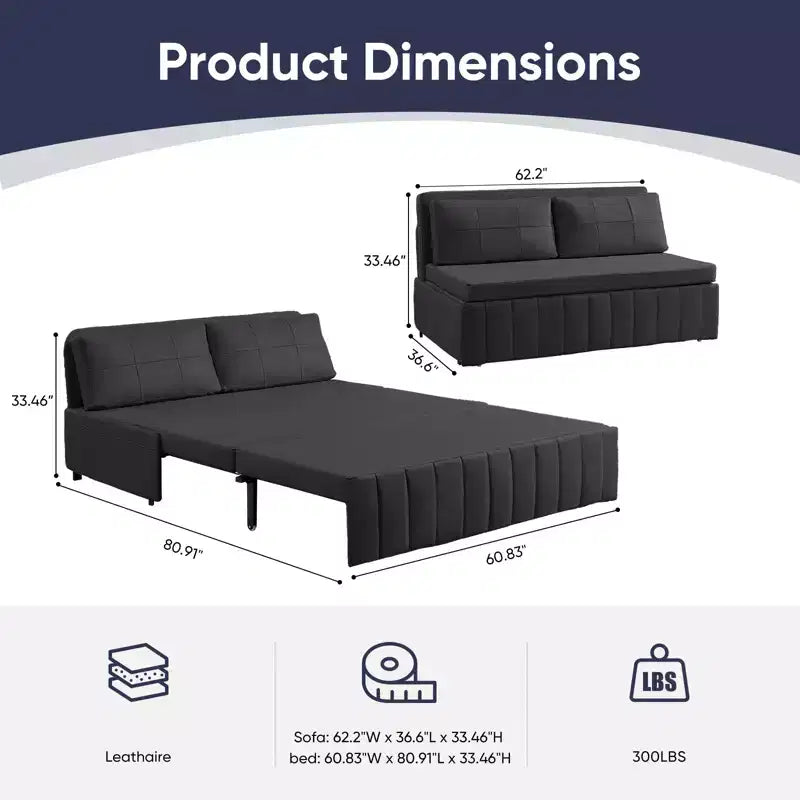 Canapé-lit convertible 3-en-1 de 157 cm avec méridienne