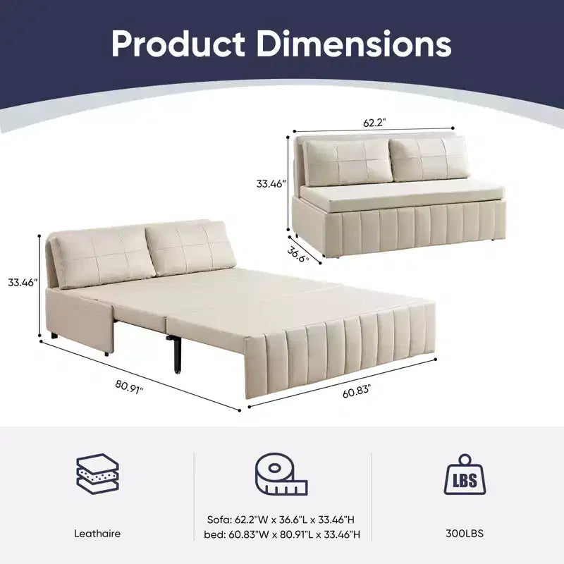 Canapé-lit convertible 3-en-1 de 157 cm avec méridienne