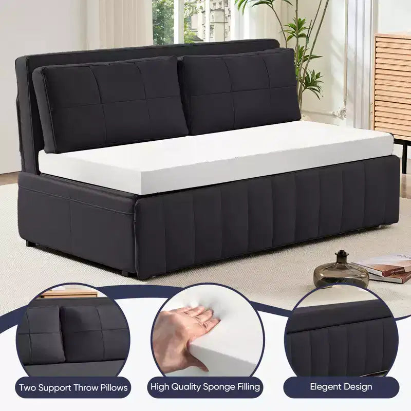 Canapé-lit convertible 3-en-1 de 157 cm avec méridienne