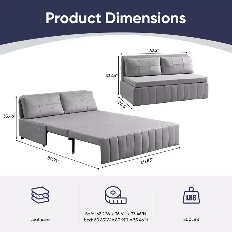 Canapé-lit convertible 3-en-1 de 157 cm avec méridienne