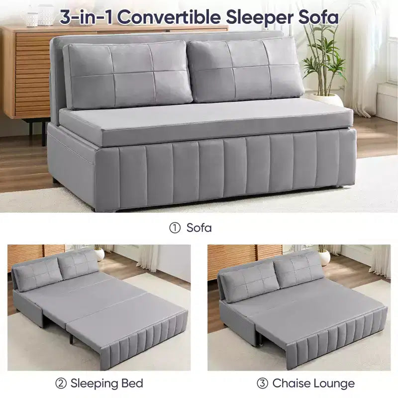 Canapé-lit convertible 3-en-1 de 157 cm avec méridienne