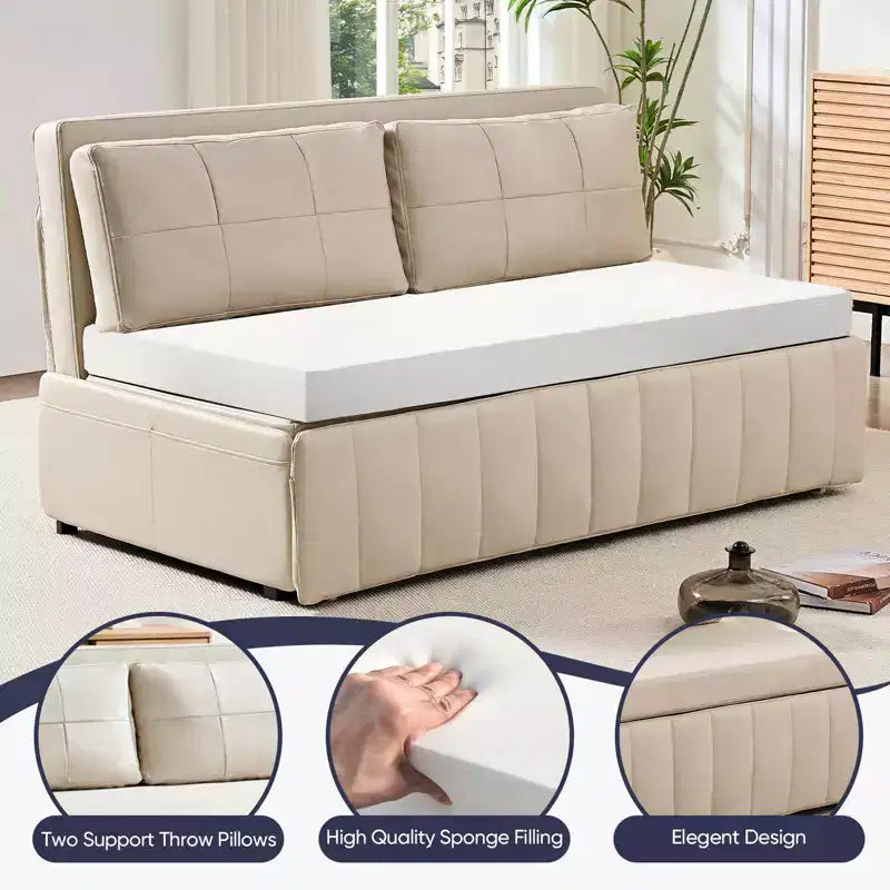 Canapé-lit convertible 3-en-1 de 157 cm avec méridienne
