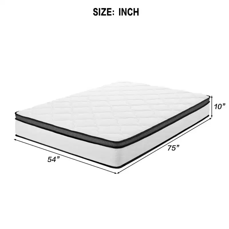 Matelas hybride à ressorts de 10/12 pouces avec soulagement de la pression, fermeté moyenne, livré compressé dans une boîte