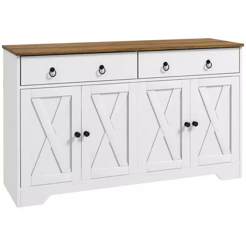 Buffet de salle à manger/cuisine de style rustique avec 4 portes et 2 tiroirs