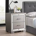 HomeStock 28 in.H x 25 in W Square Silver Finish 2 Drawers Metal Nighstand For Living Room and Bedroom