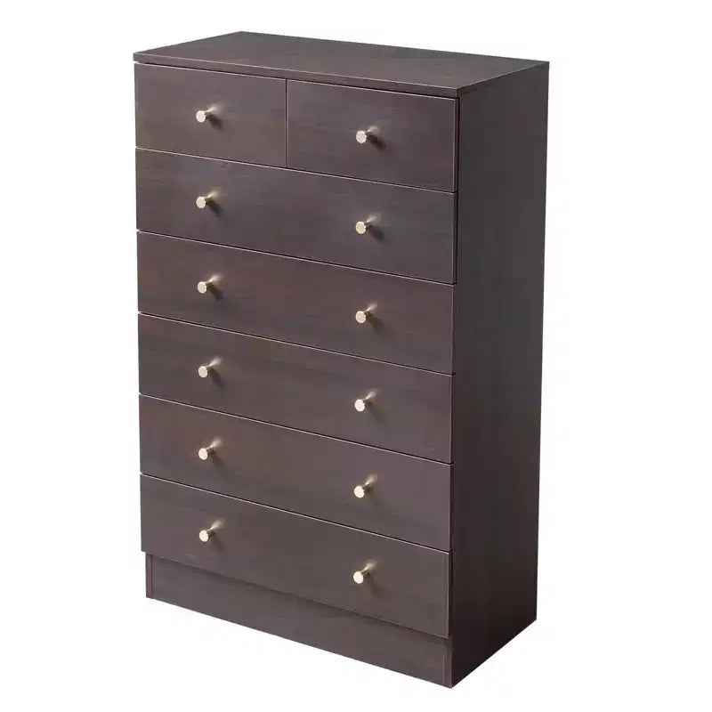 Commode à 7 tiroirs en panneaux de particules gris de 66 cm de large