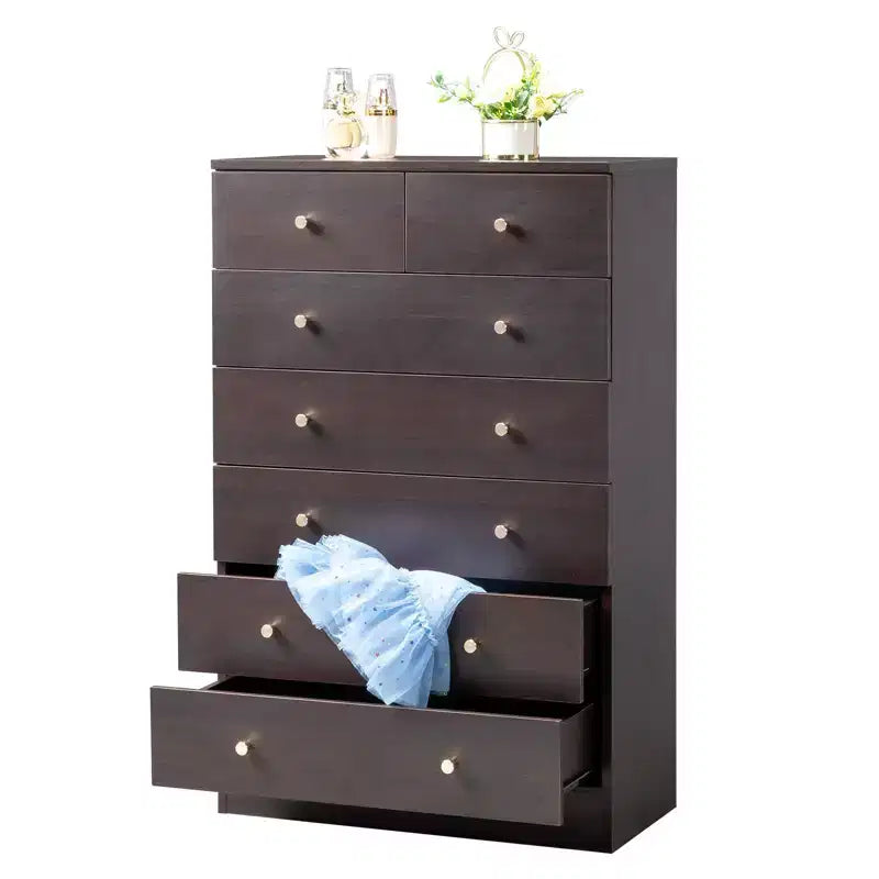 Commode à 7 tiroirs en panneaux de particules gris de 66 cm de large
