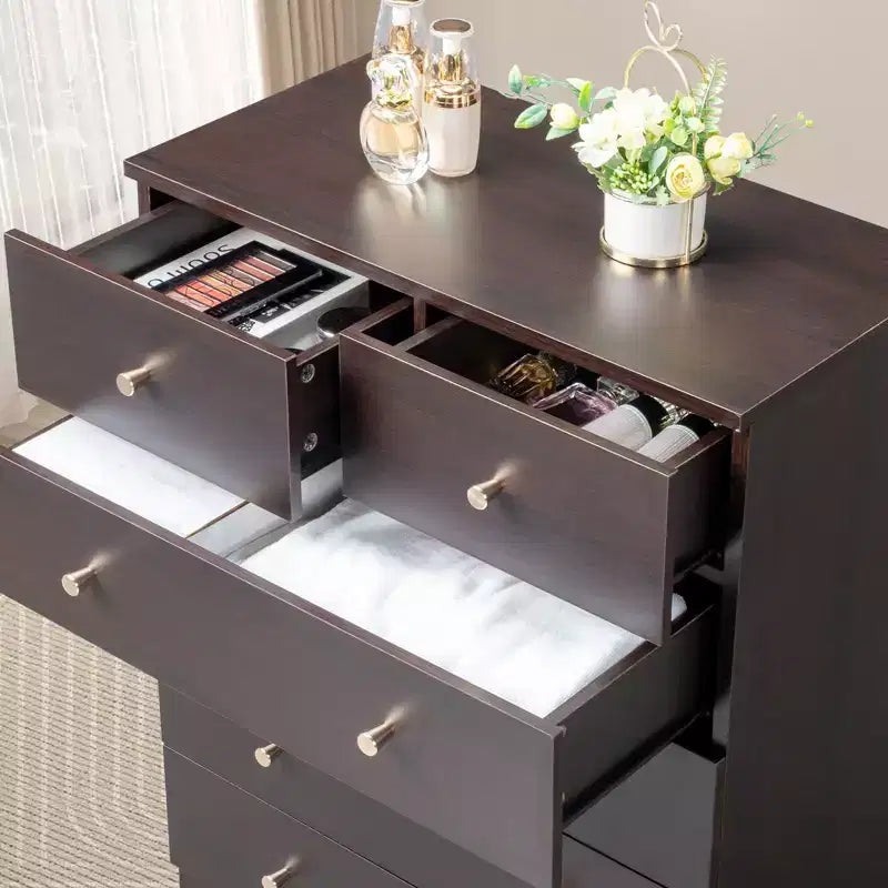 Commode à 7 tiroirs en panneaux de particules gris de 66 cm de large
