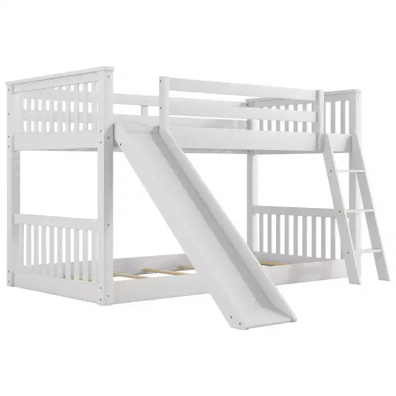 Lits superposés pour enfants, lit superposé jumeau sur jumeau avec toboggan convertible, cadre de lit superposé bas en bois pour tout-petits et adolescents