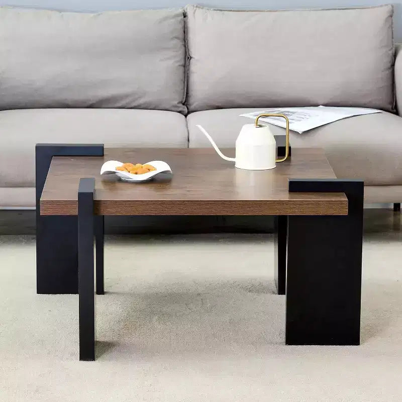 Table basse en bois avec texture grain de bois clair, Table d'appoint moderne pour balcon, chambre, salon, bureau à domicile
