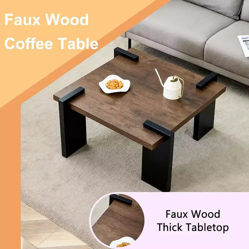 Table basse en bois avec texture grain de bois clair, Table d'appoint moderne pour balcon, chambre, salon, bureau à domicile
