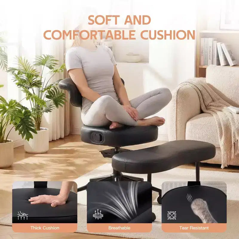 Chaise de bureau ergonomique pour s'asseoir en tailleur, chaise de méditation pivotante à 360°, chaises de bureau à genoux réglables en hauteur, pour la maison