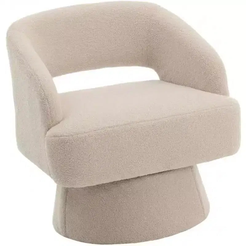 Fauteuil d'appoint pivotant en velours avec dossier ouvert et base conique, fauteuil rotatif à 360°