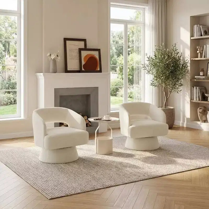 Fauteuil d'appoint pivotant en velours avec dossier ouvert et base conique, fauteuil rotatif à 360°