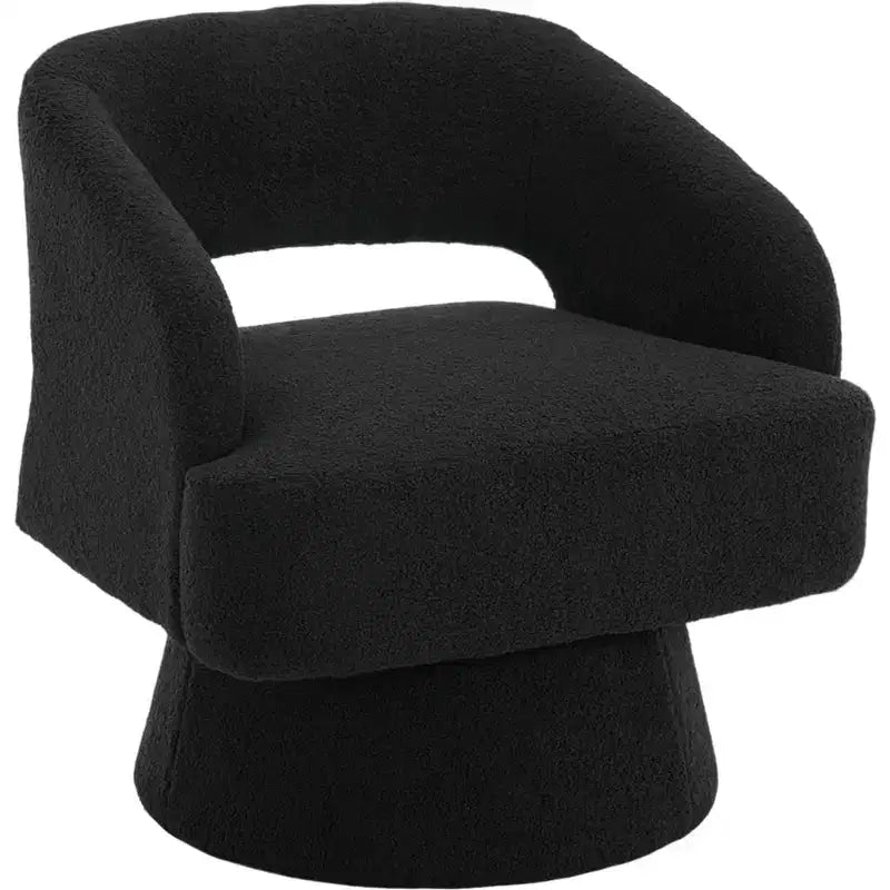 Fauteuil d'appoint pivotant en velours avec dossier ouvert et base conique, fauteuil rotatif à 360°