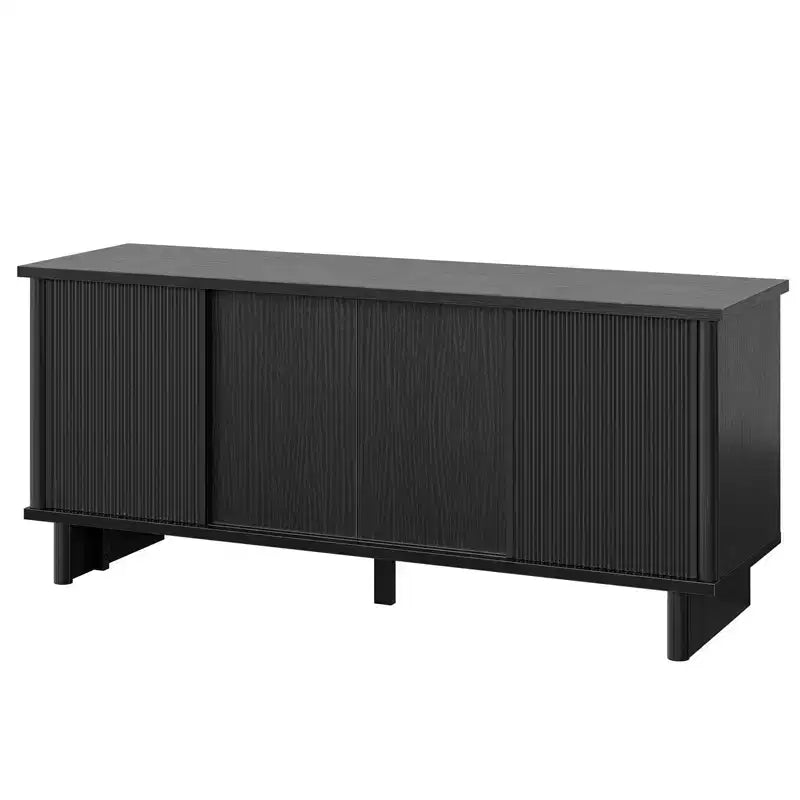 Meuble TV mi-siècle de 147 cm avec portes coulissantes pour téléviseurs de 45 à 65 pouces