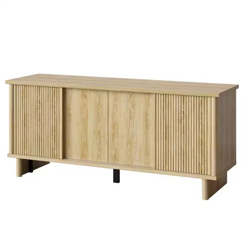 Meuble TV mi-siècle de 147 cm avec portes coulissantes pour téléviseurs de 45 à 65 pouces