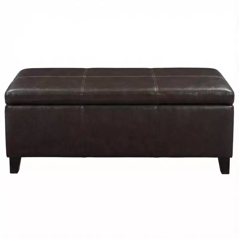 Banc Pouf de Rangement Rembourré en Similicuir pour Salon et Chambre