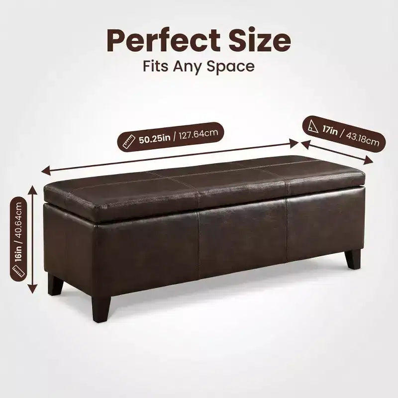 Banc Pouf de Rangement Rembourré en Similicuir pour Salon et Chambre